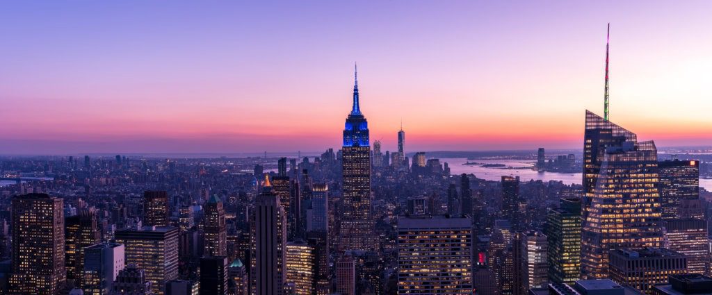 Wide panorama image of New York Manhattan