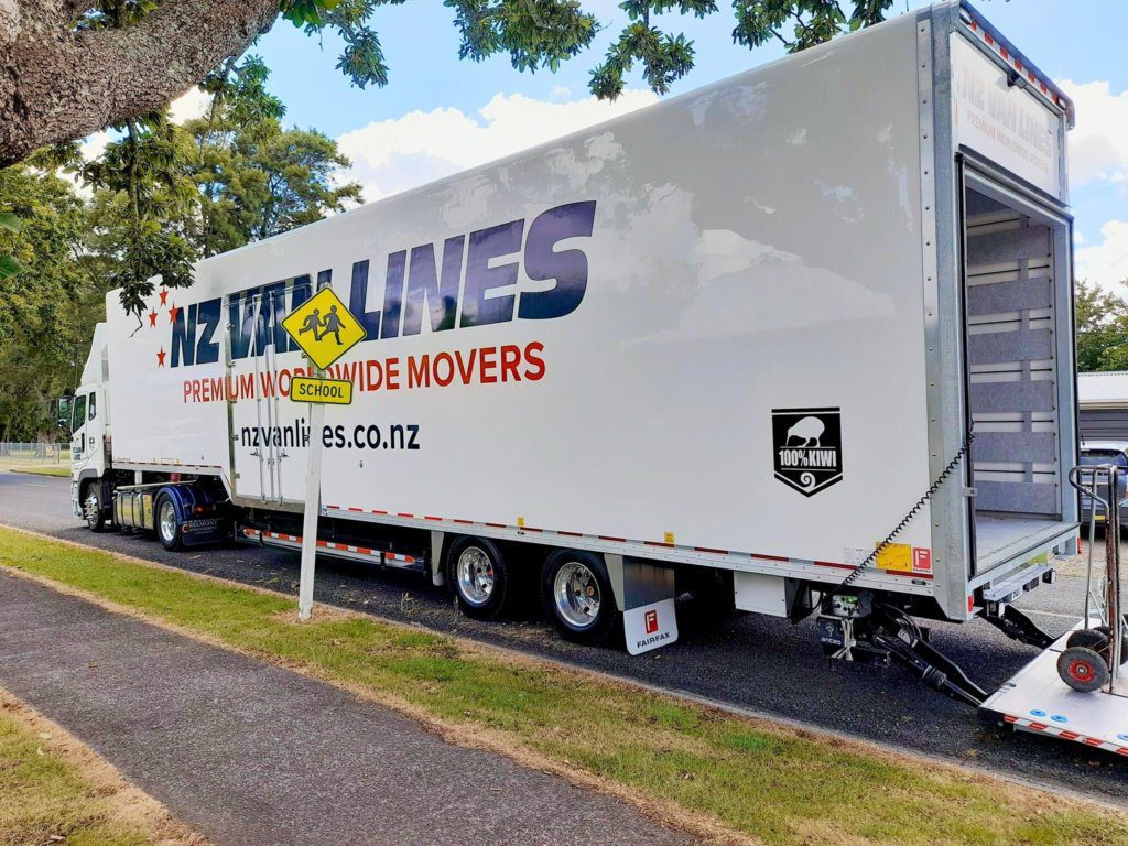 NZ vanlines truck parked next to road